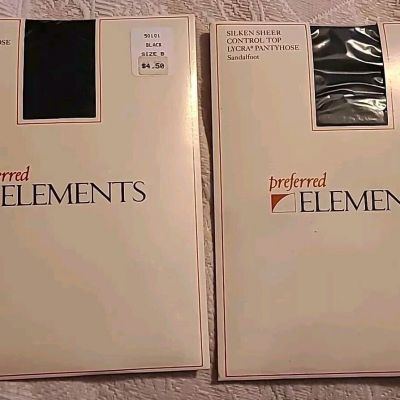Preferred Elements Silken Sheer Control Top Pantyhose - Black - Size B